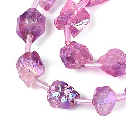 Dyed Electroplate Raw Rough Natural Amethyst Beads Strands&nbsp;G-Q610-05E