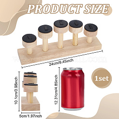 5-Slot PU Leather Round Tiered Ring Organizer Display Stands with Wooden Base&nbsp;RDIS-WH0001-39B