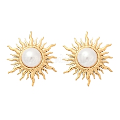 304 Stainless Steel Plastic Imitation Pearl Stud Earrings&nbsp;EJEW-Z110-01G-02