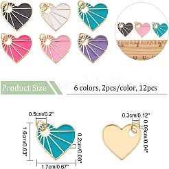 12Pcs 6 Colors Rack Plating Brass Enamel Pendants&nbsp;KK-FH0004-09