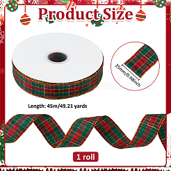 1Roll Red and Green Checkered Christmas Polycotton Ribbon&nbsp;OCOR-PH0007-29A