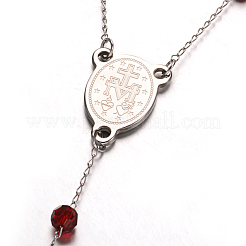 Cross 304 Stainless Steel Rosary Beaded Necklaces&nbsp;X-NJEW-L414-37B