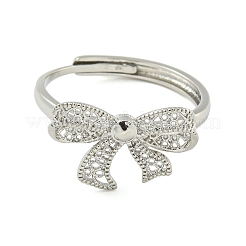 Bowknot Brass Adjustable Rings for Women&nbsp;RJEW-M016-09P