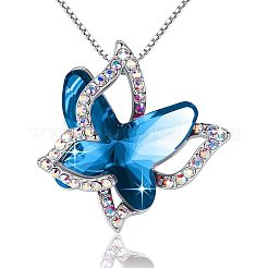 Butterfly Brass Pave Glass Birth Stone Pendant Necklaces&nbsp;FS-WG3BB0A-06