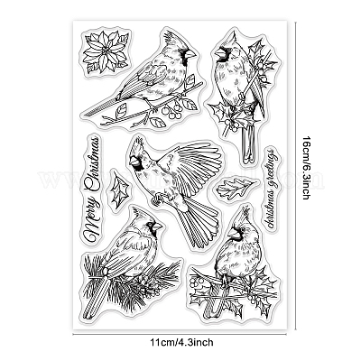 GLOBLELAND Christmas Cardinal Clear Stamps Set - Red Birds & Holiday Designs For Card Making, Scrapbooking & DIY Crafts