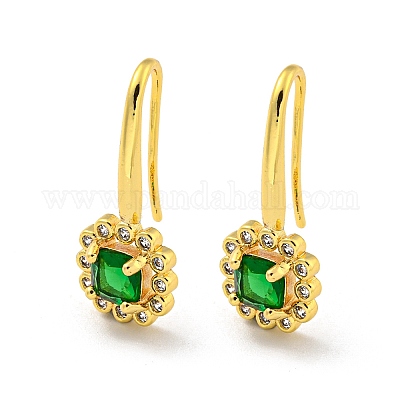 Brass Micro Pave Cubic Zirconia Dangle Earring&nbsp;EJEW-C088-09G-1