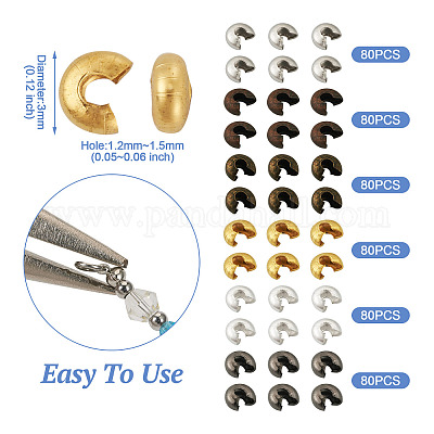 480Pcs 6 Colors Iron Crimp Beads Covers&nbsp;IFIN-PJ0001-01-1