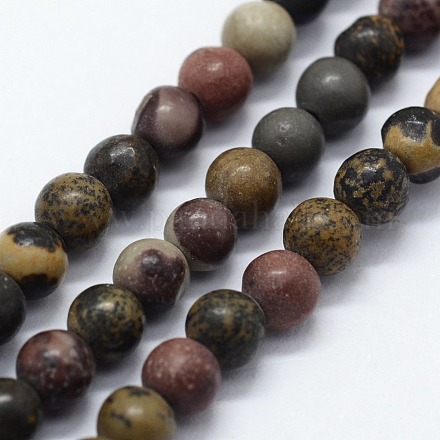 Natural Dendritic Jasper Beads Strands&nbsp;G-I199-20-4mm-1