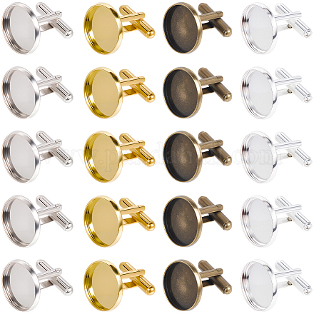 24Pcs 4 Colors Brass Cufflinks KK-SC0006-38-1