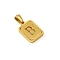 Stainless Steel Pendants, Real 18K Gold Plated, Rectangle, Letter B, 15x12mm