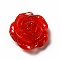 Opaque Resin Cabochons, Flower, with Glitter Powder, FireBrick, 19x19x9mm